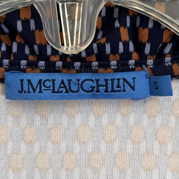 J. McLaughlin Durham Ruffle Top Womens S Catalina Geometric Blue Career Office - Picture 8 of 11